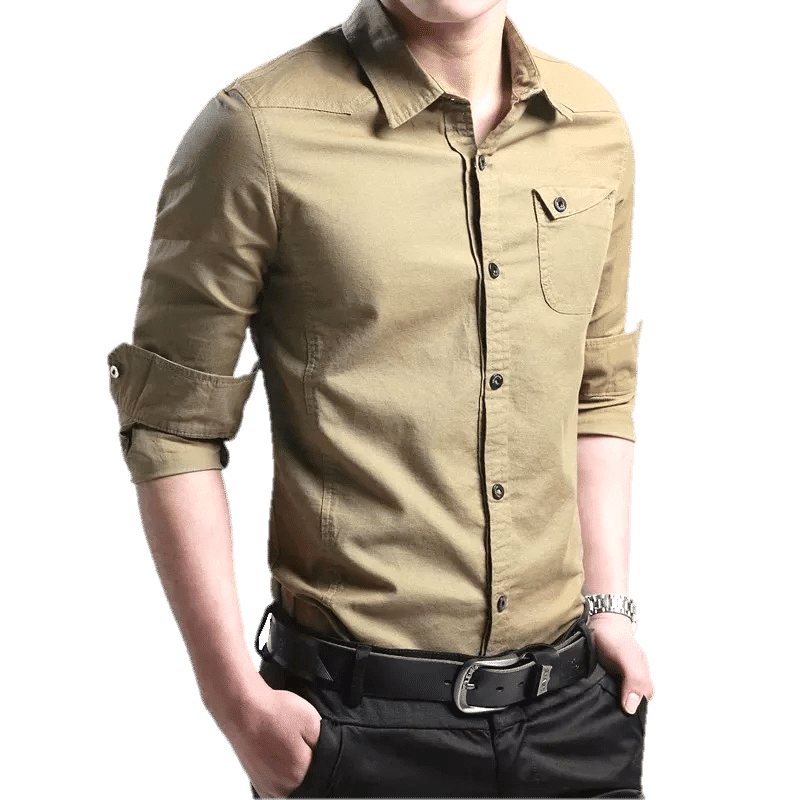 Fancy Glamorous Trendy Cotton Khaki Solid Casual Men's Shirt