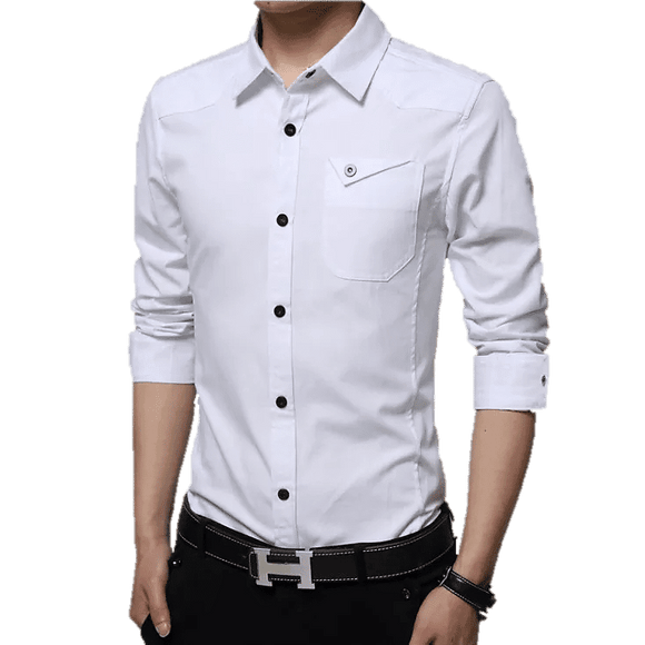 Trybuy Trendy Fashionable Branded White Cotton Casual Shirt for Men