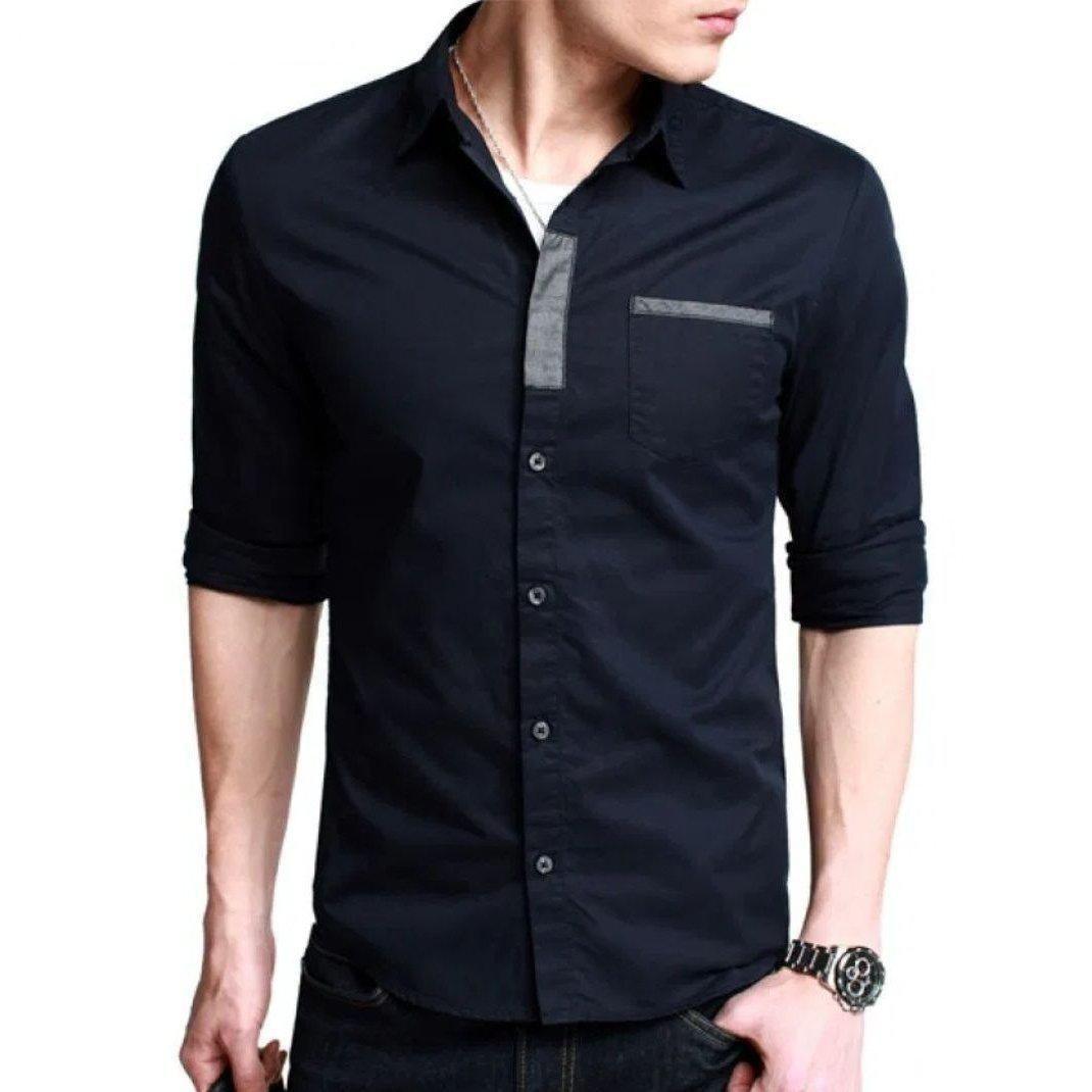 New Urbane Elegant Classy Black Cotton Casual Shirt for Men