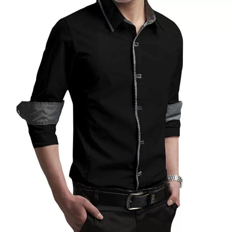 Elite Men's Designer Trendy Black Plain Cotton Casual Shirt