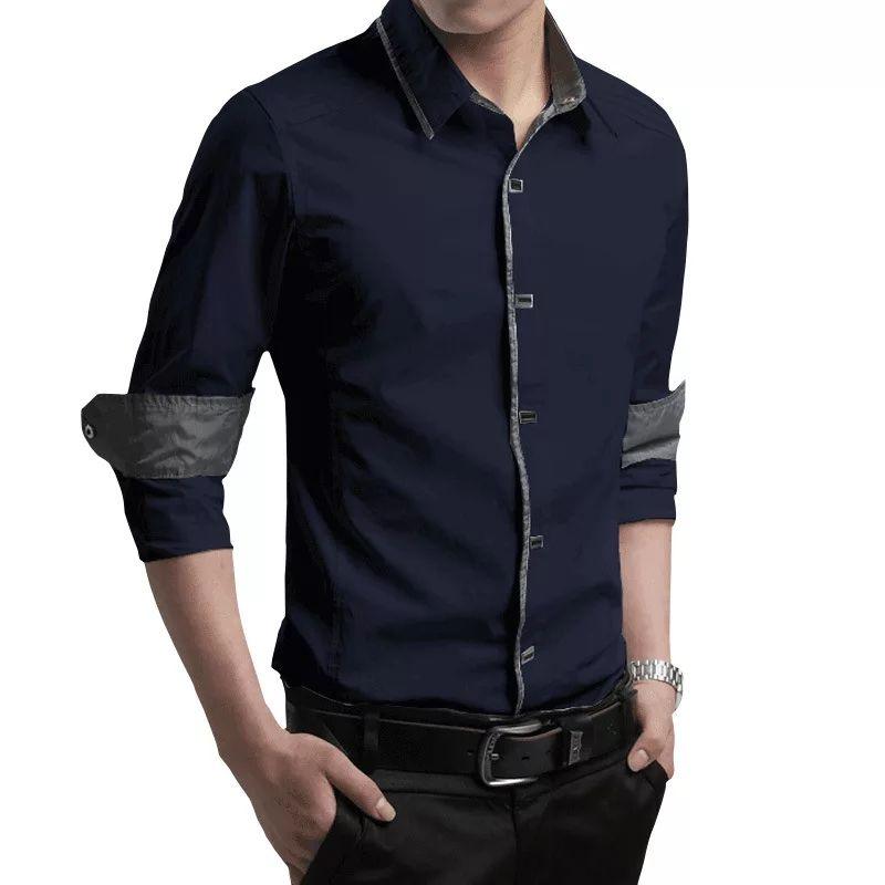 Trybuy Exclusive Navy Blue Cotton Casual Shirt for Men