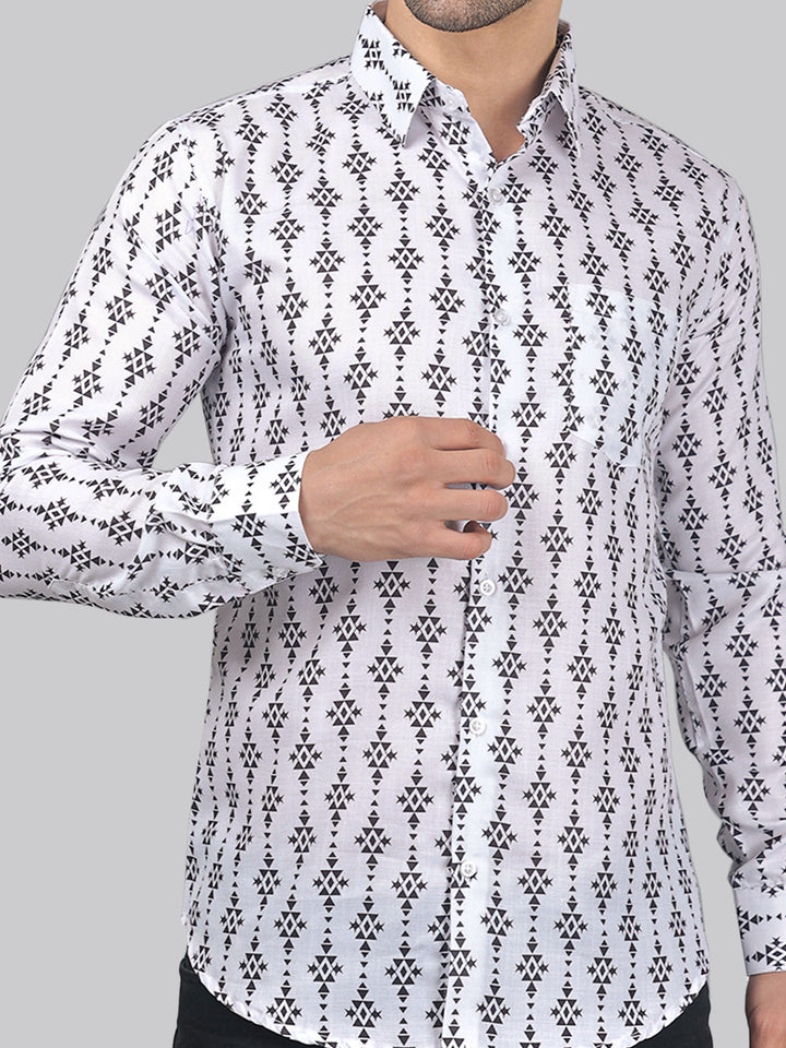 Calliope Men's Printed Full Sleeve Casual Linen Shirt - TryBuy® USA🇺🇸