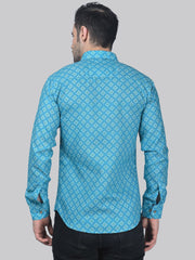 City-sleek Men's Printed Full Sleeve Casual Linen Shirt - TryBuy® USA🇺🇸