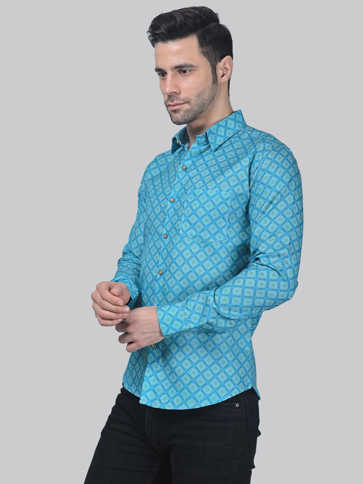 City-sleek Men's Printed Full Sleeve Casual Linen Shirt - TryBuy® USA🇺🇸