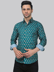 Coral Cavern Men's Printed Full Sleeve Casual Linen Shirt - TryBuy® USA🇺🇸