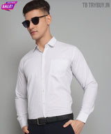 Polka Dot Print Cotton White Men's Shirt 3