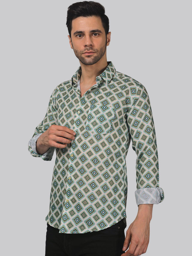 Delicate multicolour printed shirt for men, product view