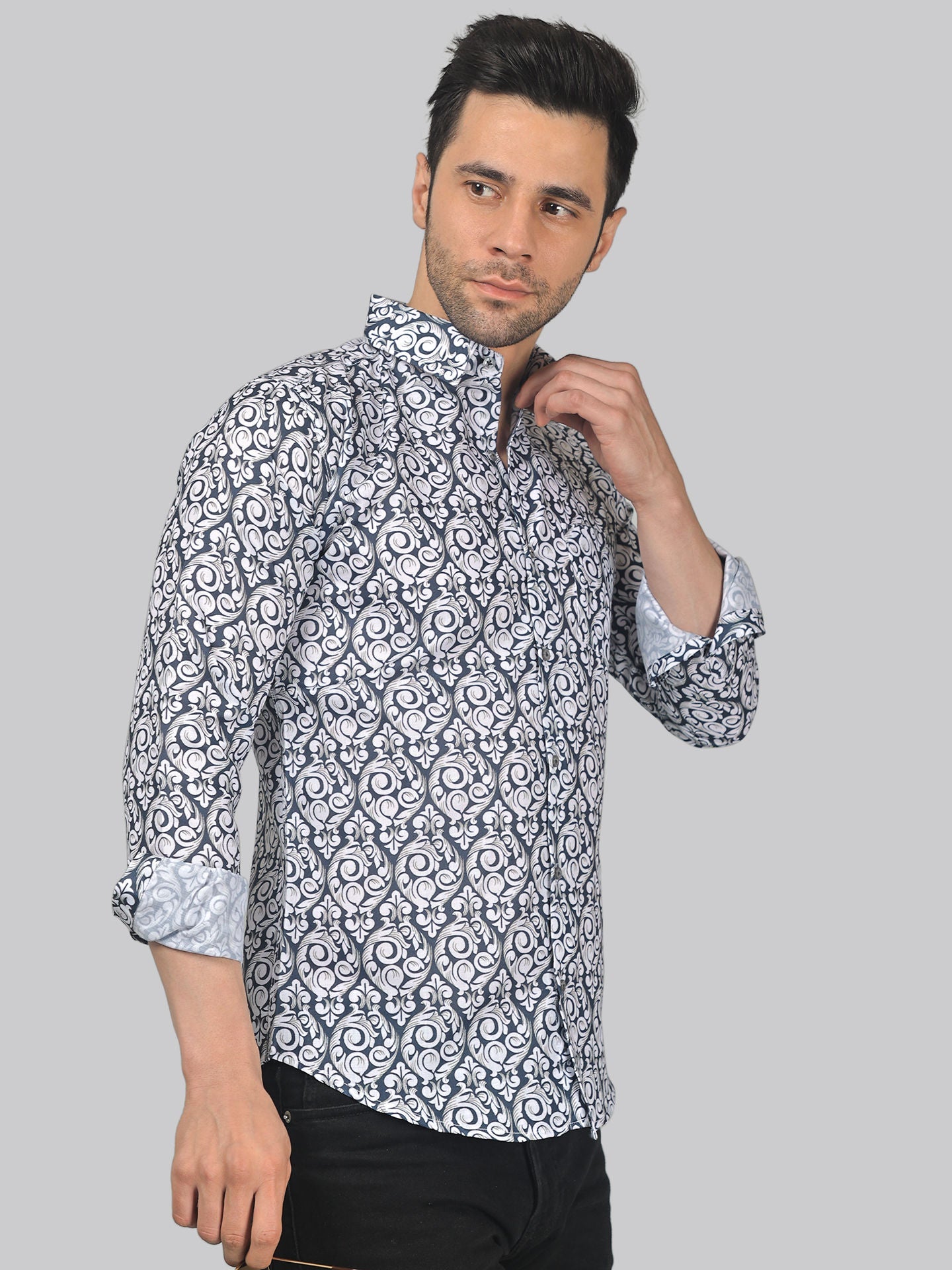 Edgy-glam Men's Printed Full Sleeve Casual Linen Shirt - TryBuy® USA🇺🇸