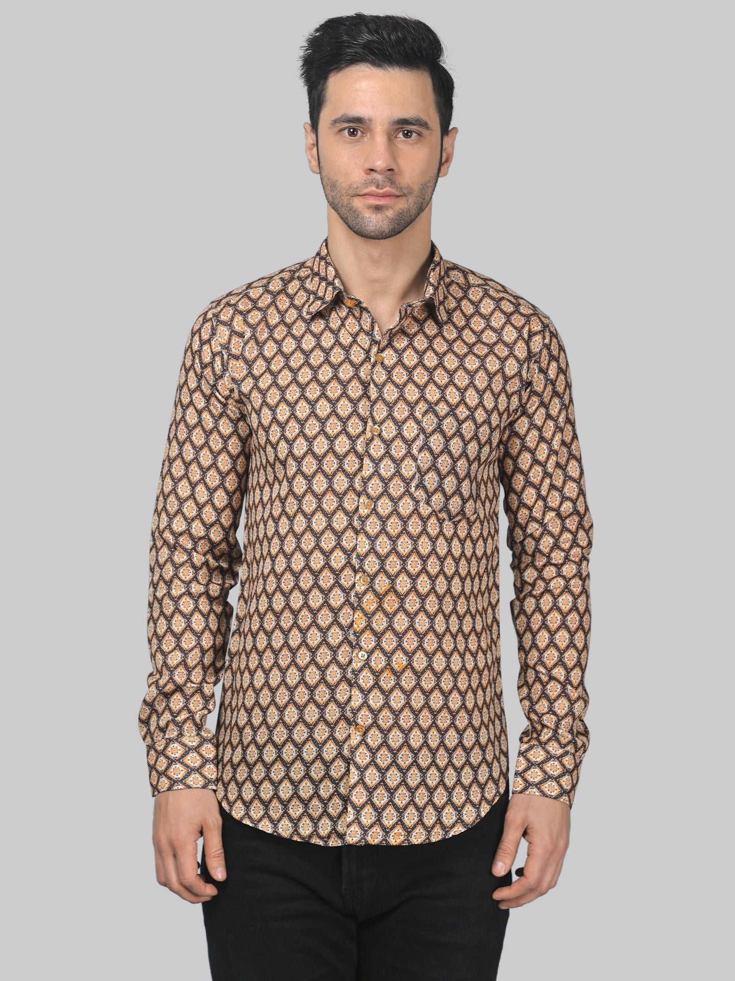 Edgy-romantic Men's Printed Full Sleeve Casual Linen Shirt - TryBuy® USA🇺🇸