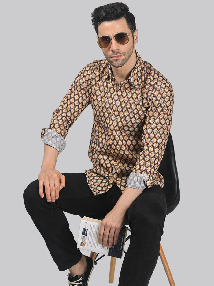 Edgy-Romantic Cotton Blend Printed Shirt for Men 2