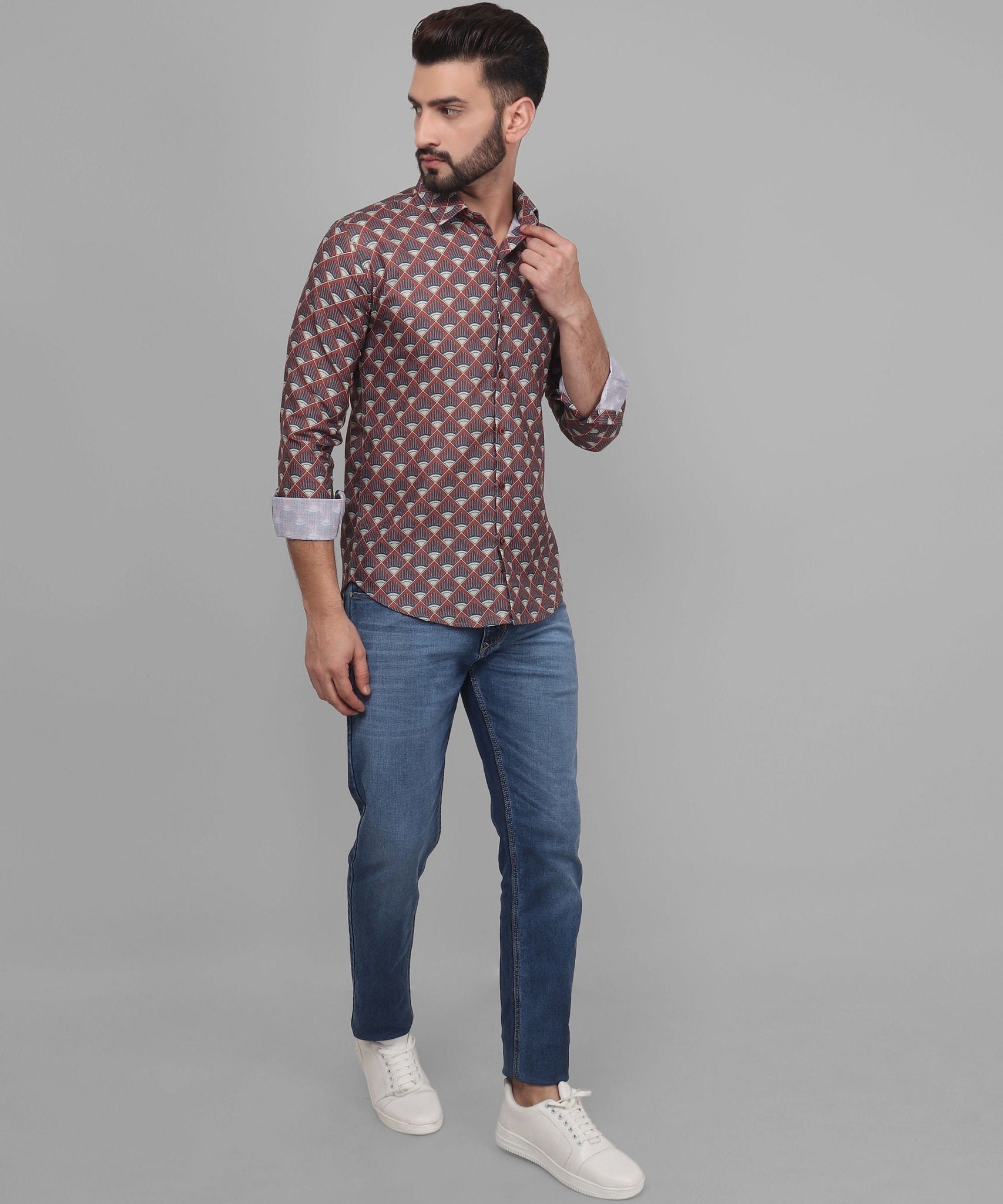 Flamboyant Men's Printed Full Sleeve Casual Linen Shirt - TryBuy® USA🇺🇸