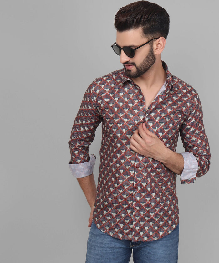 Flamboyant Cotton Blend Printed Shirt for Men 2