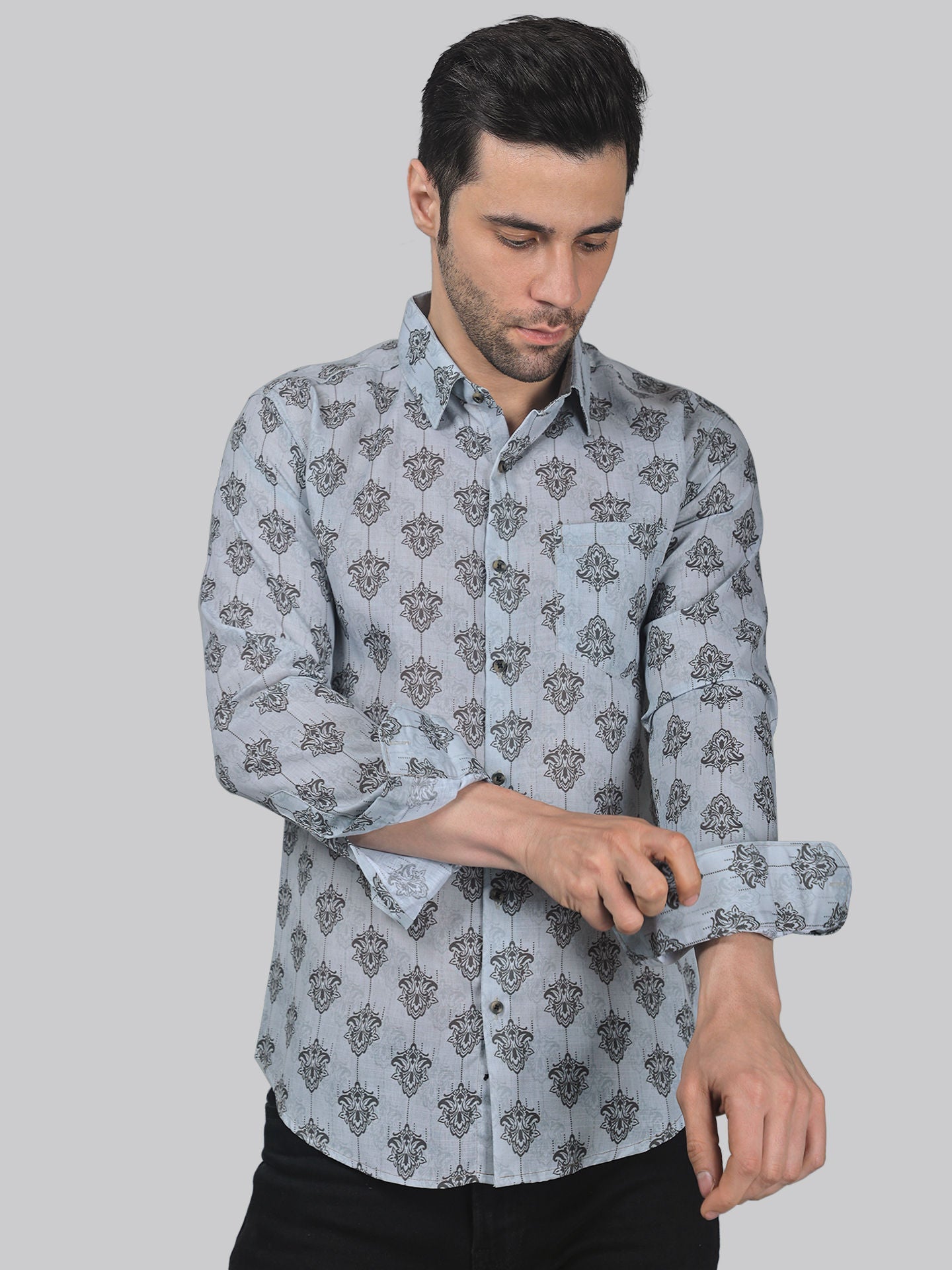 Flamingo Frenzy Men's Printed Full Sleeve Casual Linen Shirt - TryBuy® USA🇺🇸