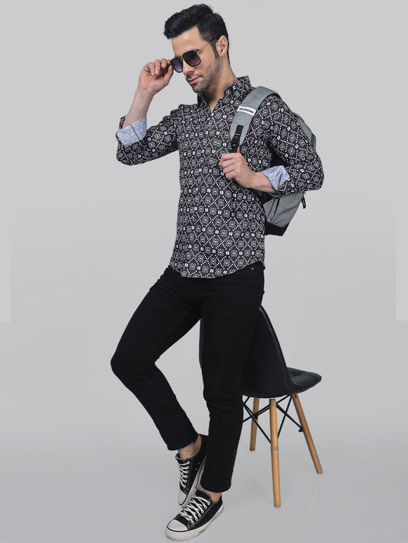 Floral Frenzy Men's Printed Full Sleeve Casual Linen Shirt - TryBuy® USA🇺🇸