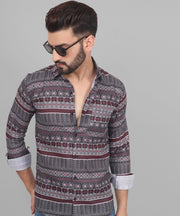 Fusion Men's Printed Full Sleeve Casual Linen Shirt - TryBuy® USA🇺🇸