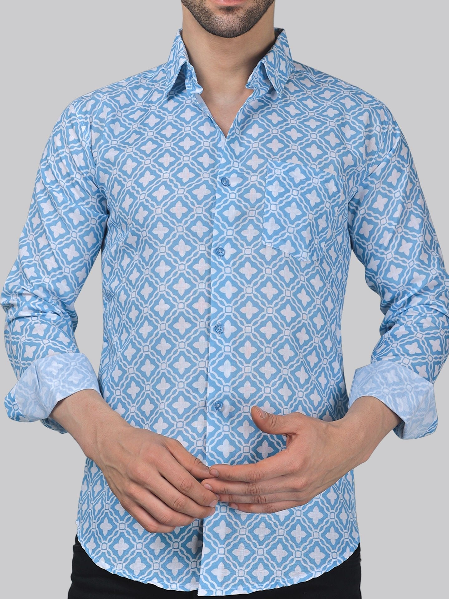 Glam-urban Men's Printed Full Sleeve Casual Linen Shirt - TryBuy® USA🇺🇸