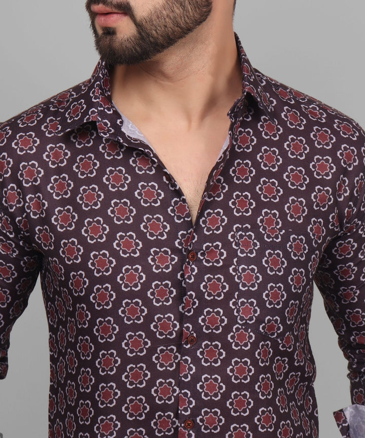 Grande Men's Printed Full Sleeve Casual Linen Shirt - TryBuy® USA🇺🇸