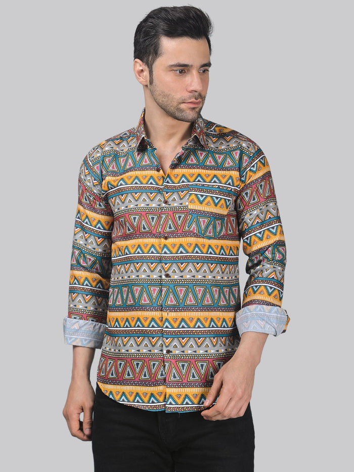 Mid-Century Cotton Blend Printed Shirt for Men 2