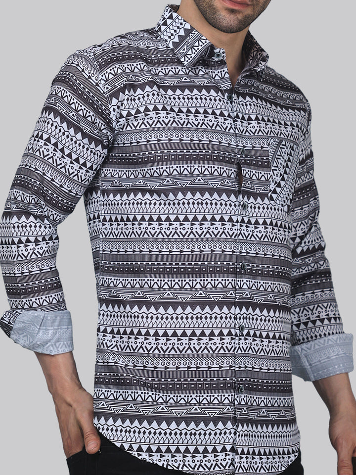 Pop-art Men's Printed Full Sleeve Casual Linen Shirt - TryBuy® USA🇺🇸