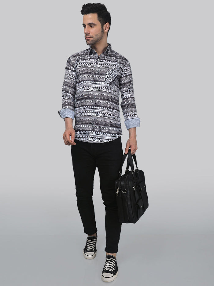 Pop-Art Cotton Blend Printed Shirt for Men 2