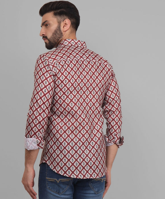Renaissance Men's Printed Full Sleeve Casual Linen Shirt - TryBuy® USA🇺🇸
