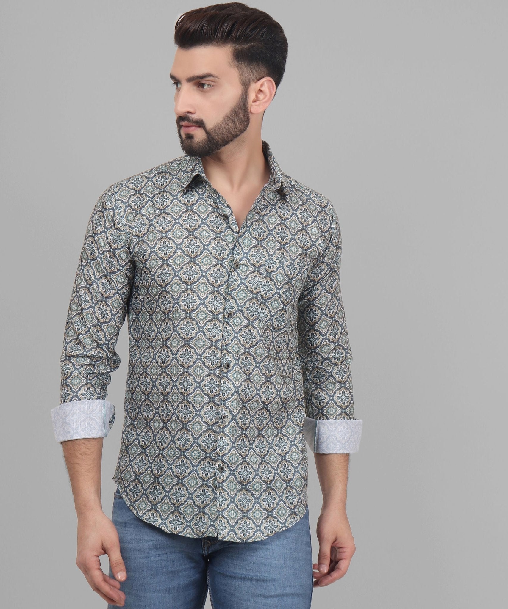Retro Full Sleeve Casual Linen Printed Shirt for Men - TryBuy® USA🇺🇸