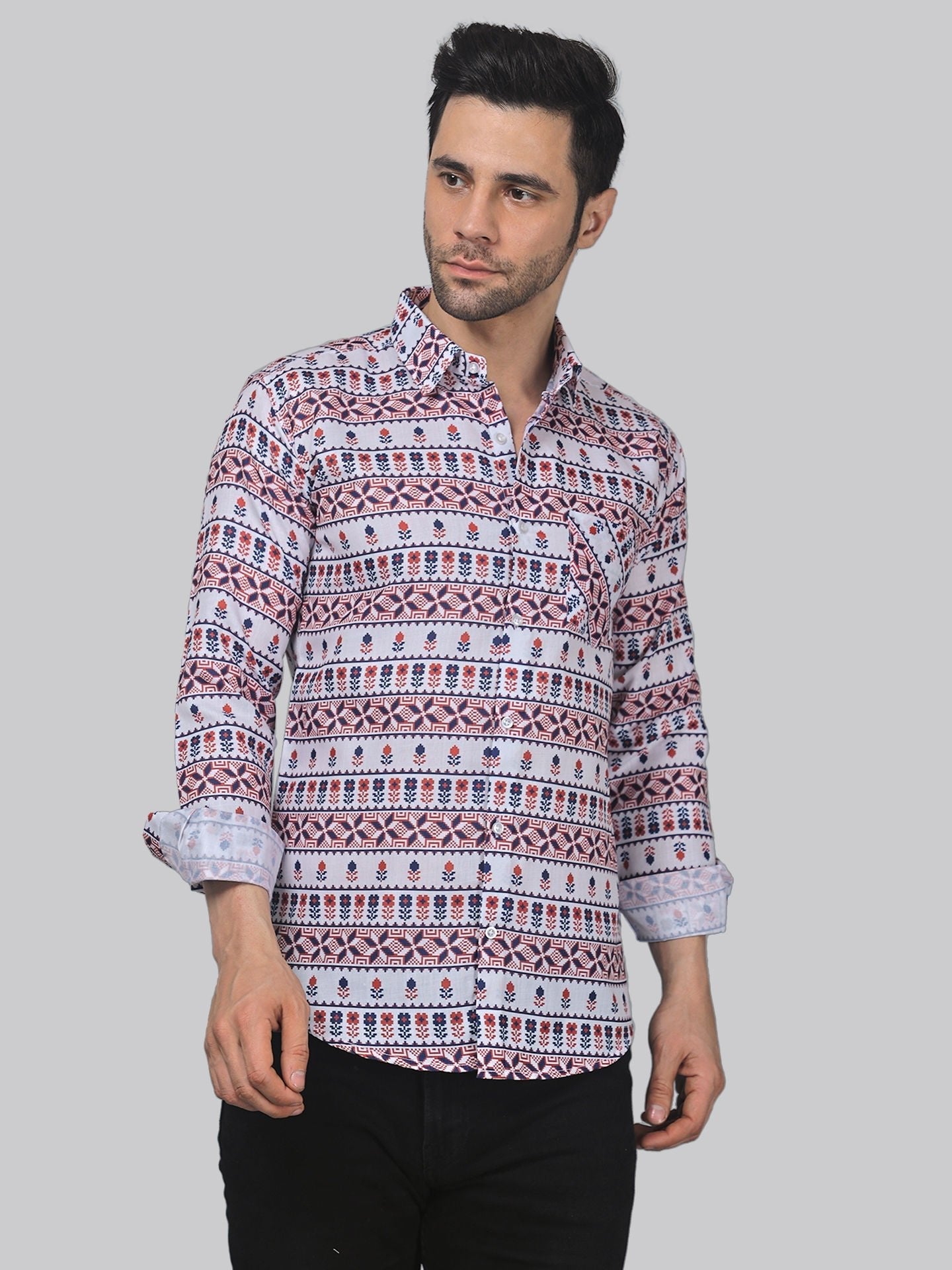 Starry Night Men's Printed Full Sleeve Casual Linen Shirt - TryBuy® USA🇺🇸