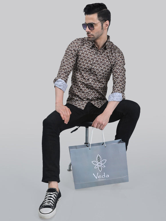 TryBuy Fancy Full Sleeve Casual Linen Printed Shirt for Men - TryBuy® USA🇺🇸