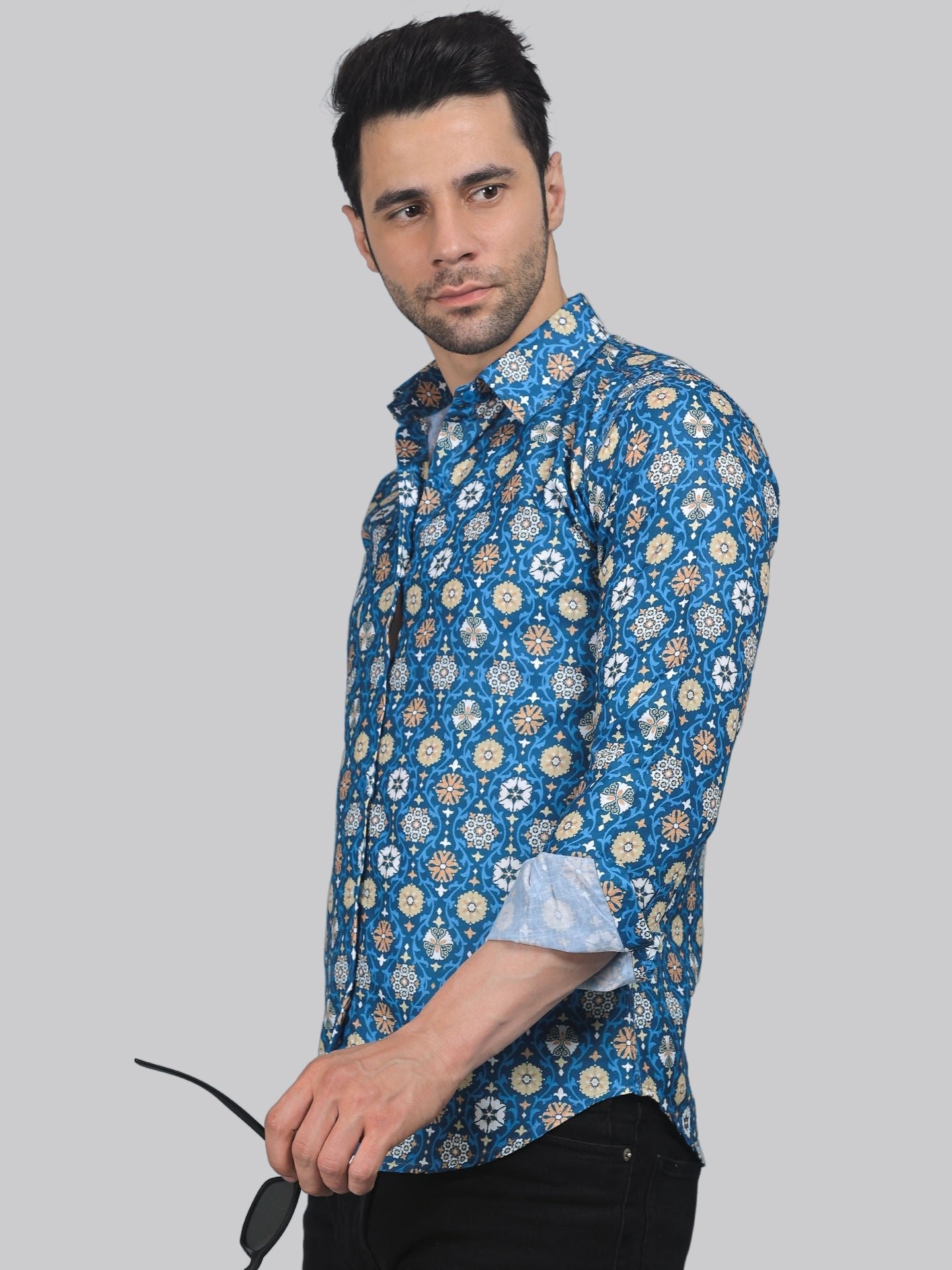 TryBuy Men's Comfy Designer Linen Casual Printed Full Sleeves Shirt - TryBuy® USA🇺🇸
