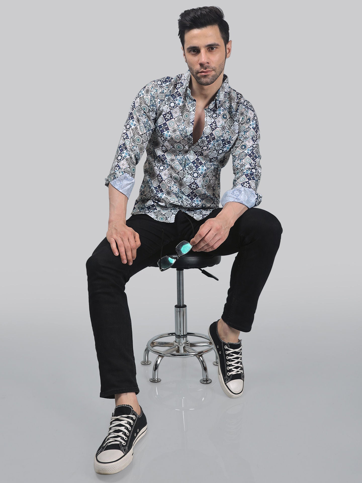 TryBuy Men's Printed Full Sleeve Casual Linen Shirt - Add Some Pop to Your Outfit! - TryBuy® USA🇺🇸