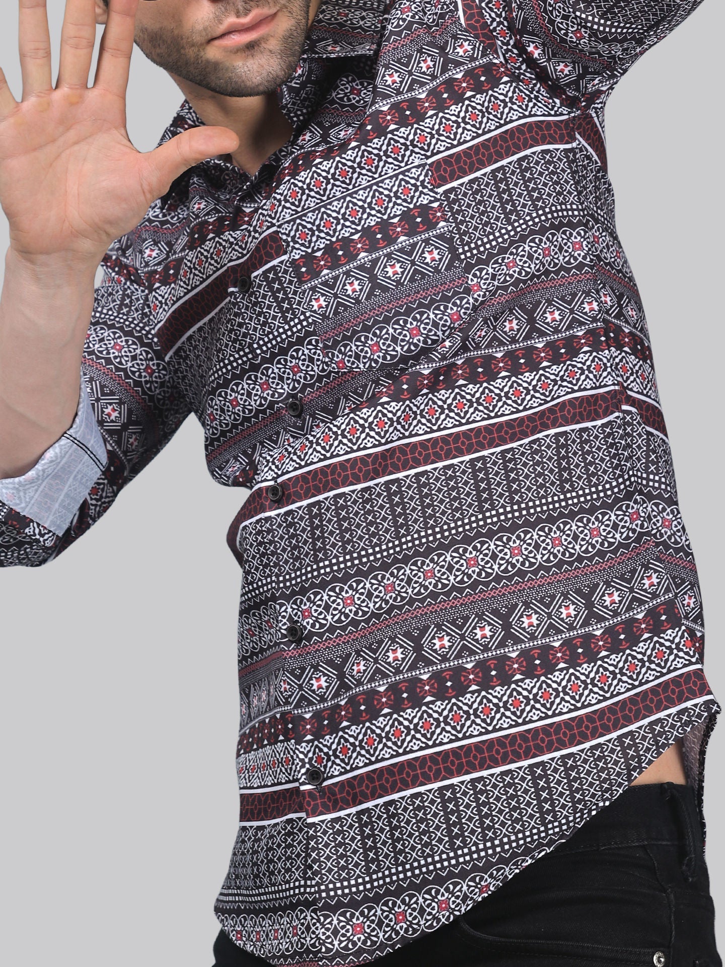 TryBuy Men's Stylish Sensational Linen Casual Printed Full Sleeves Shirt - TryBuy® USA🇺🇸