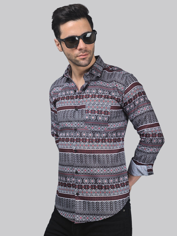 Multi-Colour Cotton Blend Printed Shirt for Men 2